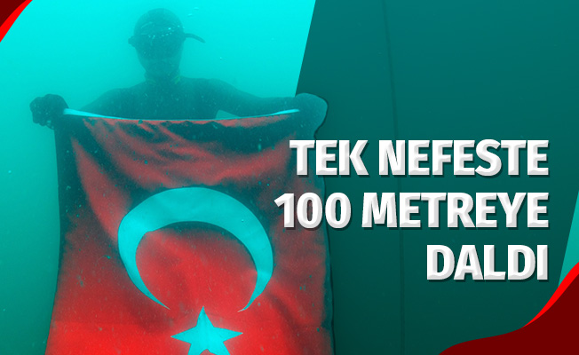 Tek nefeste 100 metreye daldı