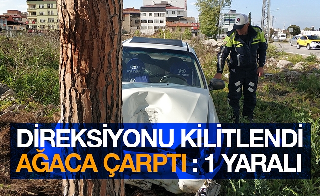 Samsun'da direksiyonu kilitlenen otomobil ağaca çarptı: 1 yaralı