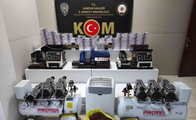 Samsun’da bir evde otomatik sigara sarma makineleri ve 20 bin makaron ele geçirildi