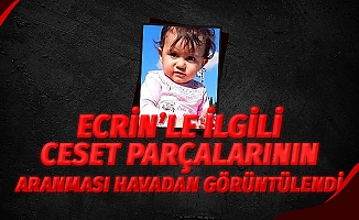 Ecrin’le ilgili diğer ceset parçalarının aranması havadan görüntülendi