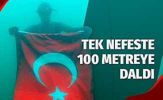 Tek nefeste 100 metreye daldı