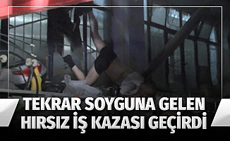 Hırsızın iş kazası, soymaya geldi demir parmaklıkta asılı kaldı