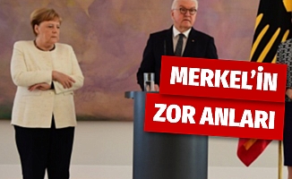 Merkel yine titrerken görüntülendi