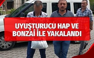 Uyuşturucu hap ve bonzai ile yakalandı