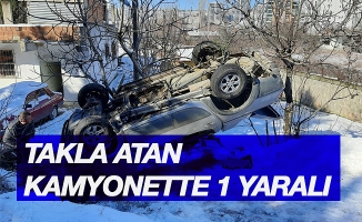 Buzdan kayan kamyonet takla attı: 1 yaralı