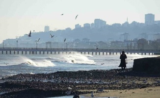 Dev dalgaların ardından Samsun sahilinde taşlı manzara